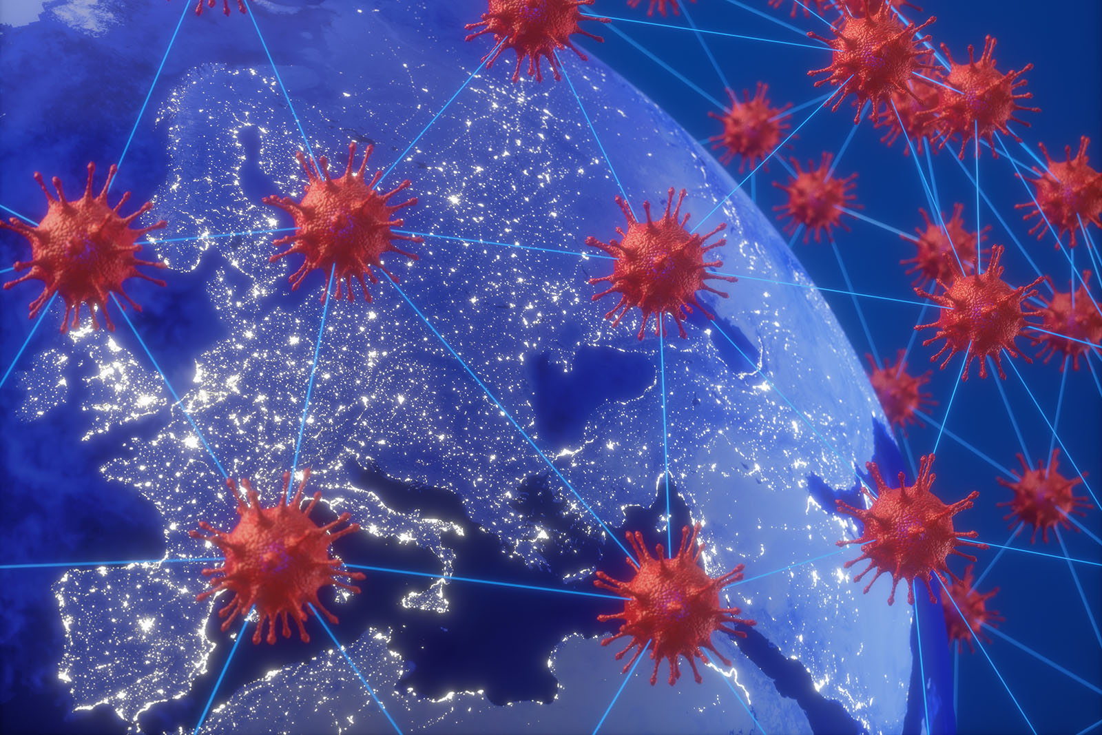Coronavirus over Europe and Asia