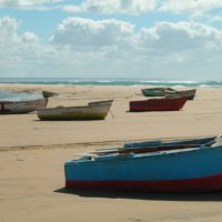 boats on a beach