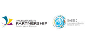 Immigration Partnership logo beside the logo for the IMRC