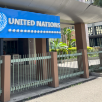 Photo of Istvan Kery infront of the UNDP office in Fiji