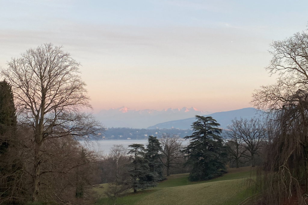 View of mountains in the distance in Geneva