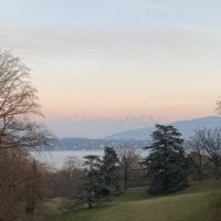 View of mountains in the distance in Geneva